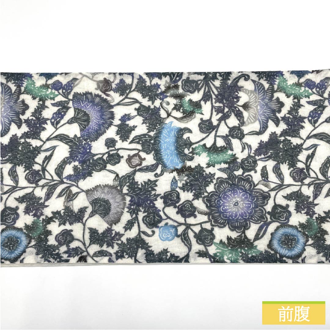 (Unmade) Fukuro Obi, Pure Silk, Gofun-iro (whitewash) Dyed Obi, 3 Seasons, Single Layer, Bingata Style, Obi Length 468cm, New Rank, Full Length, Casual, White, 1123013251411