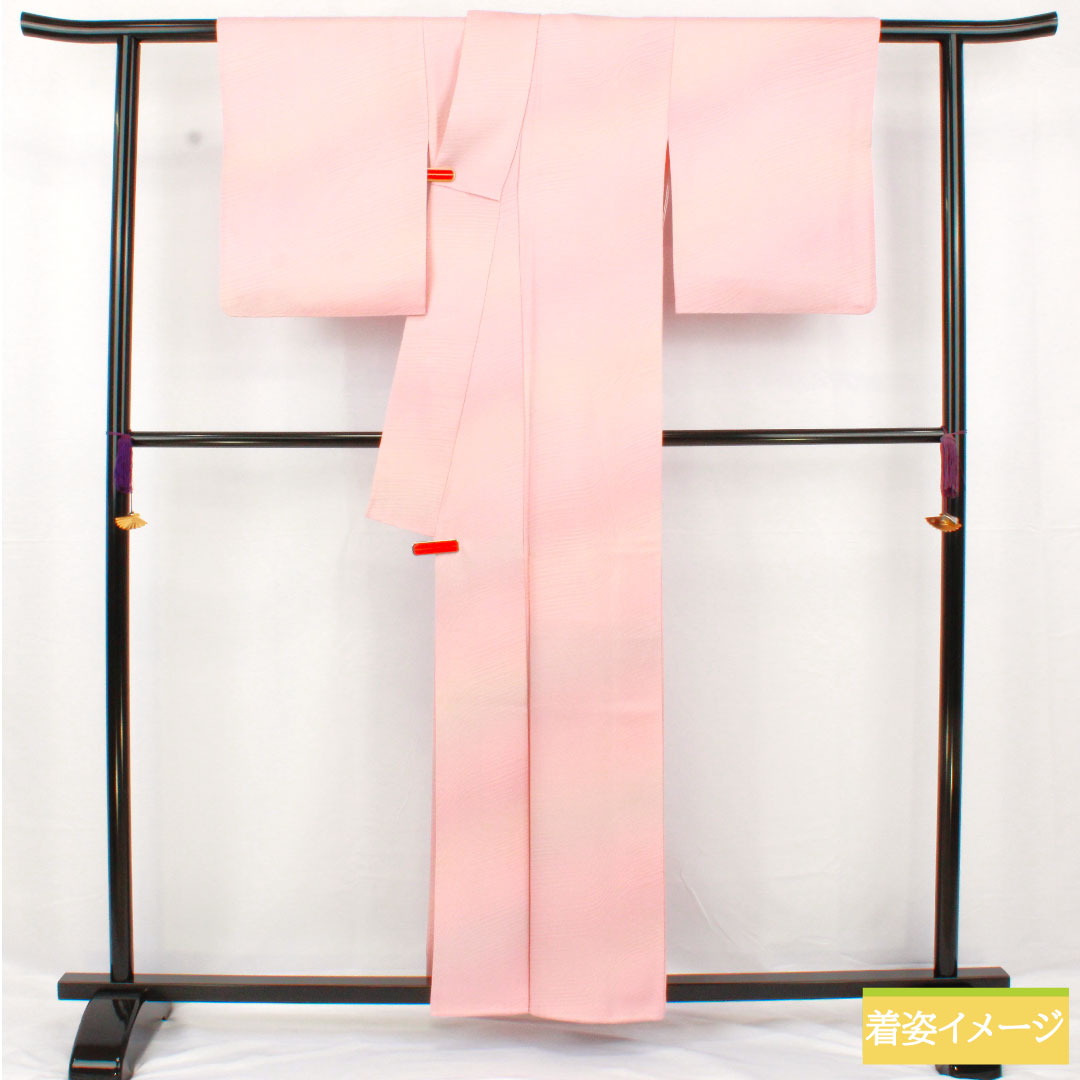 色無地 正絹 身丈158.5cm 裄丈61.5cm 淡紅色（たんこうしょく） ボカシ染 袷 Aランク ピンク系 1114001883313