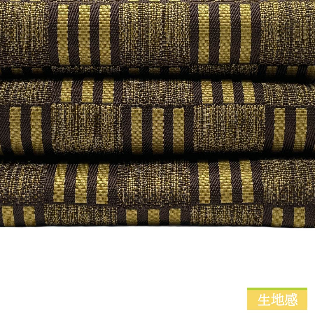 （新品）半幅帯 ポリエステル NEWランク 梅谷渋色（うめやしぶいろ） 鳩羽色（はとばいろ） 市松模様 菱つなぎ リバーシブル 帯丈404cm 茶系 1125006301414