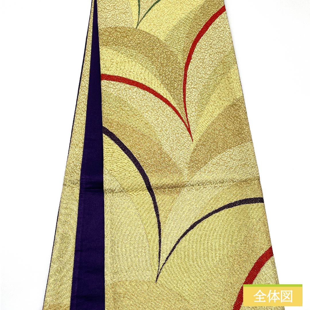 袋帯 正絹 金色（きんいろ） 抽象模様 帯丈462cm Sランク 六通 フォーマル 金系 1123011522421
