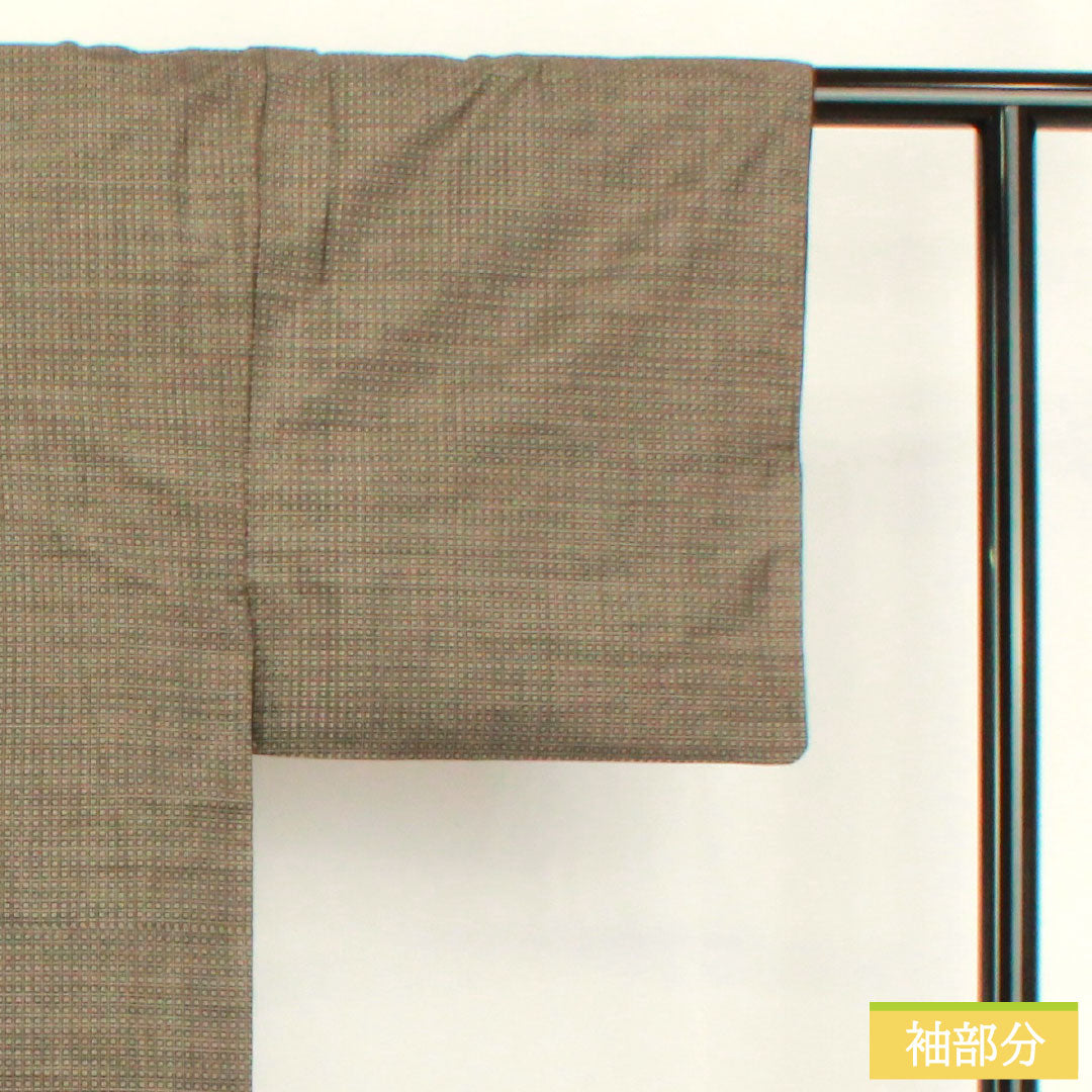 男物 正絹 Aランク 身丈144.5cm 裄丈67cm 大島紬 変り小絣 泥染  袷 茶系 1119001843414