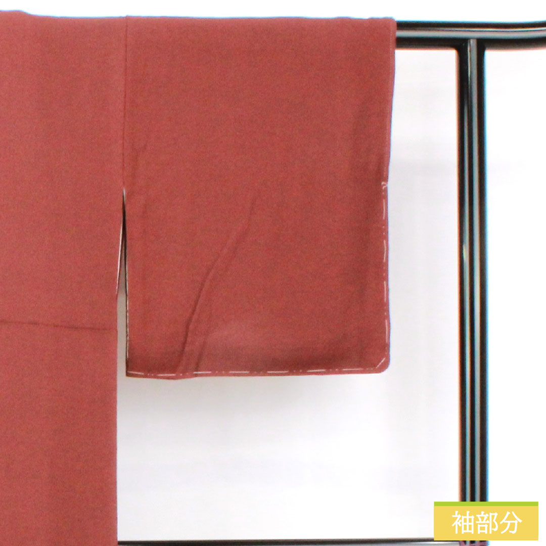 色無地 正絹 身丈163cm 裄丈67.5cm 小豆茶色（あずきちゃいろ） 素無地 一つ紋 丸に桔梗 袷 Sランク 茶系 1114001822414