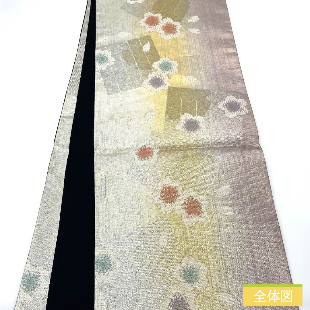 Genjikoh Sakura Silk Obi Length 434cm S Rank Six-way Formal Gradient 1123013402399