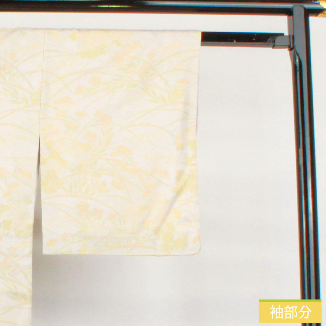 訪問着 正絹 袷 身丈159.5cm 裄丈64.5cm 銀白色（ぎんはくしょく） 京友禅 吉祥文様 Sランク グレー系 1112004772322