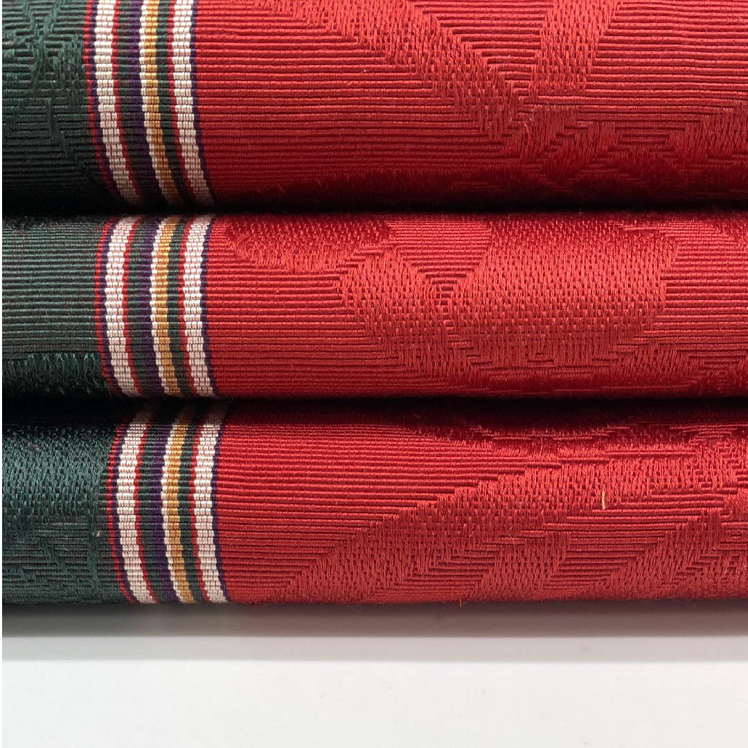 半幅帯 正絹 帯丈342cm 紅赤色（べにあかいろ） 扇面 束ね紐 博多織 赤系 Sランク 1125001382312