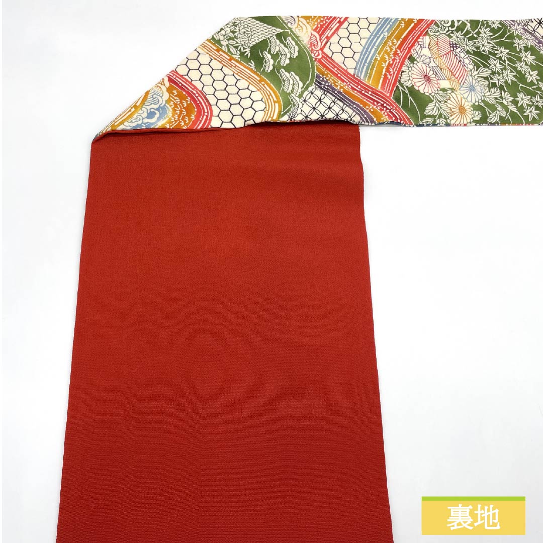 ⭕️逸品⭕️●沖縄県●本紅型名古屋帯●麻●風景文様● ⭕️逸品⭕️○沖縄県○本紅型名古屋帯○麻○風景文様