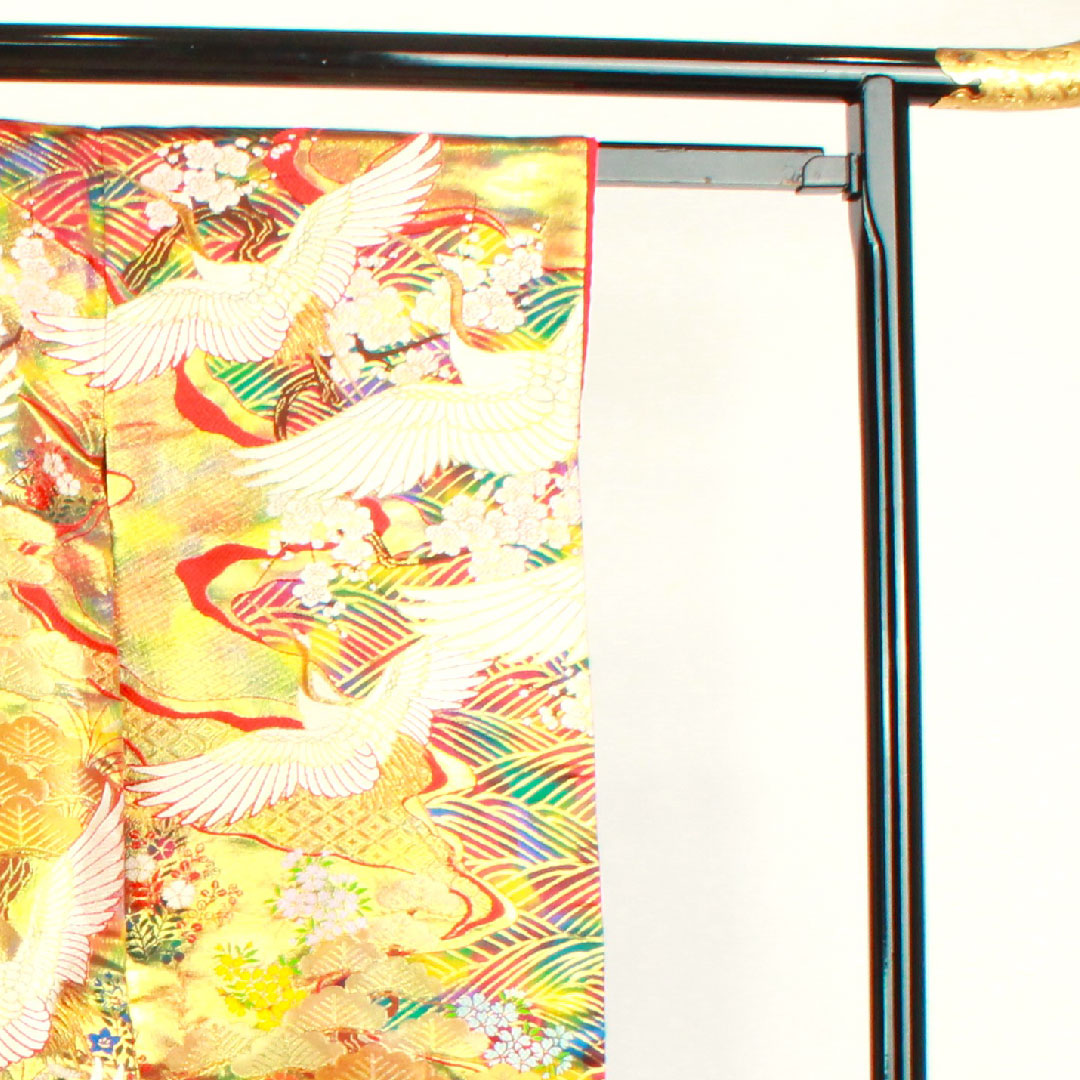 色打掛 身丈182cm  唐織 鶴 松 梅 波 正絹 Sランク 袷 グラデーション系 1110000582999