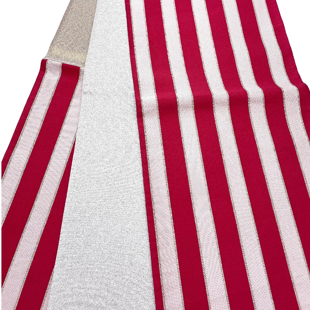 袋帯 苺色（いちごいろ） 振袖用 縞 帯丈436cm 正絹 Aランク 六通 フォーマル ピンク系 1123006543313