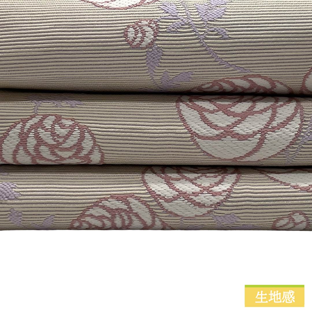 半幅帯 ポリエステル Sランク 乳白色（にゅうはくしょく） 黒色（くろいろ） リバーシブル 薔薇 横段 帯丈440cm マルチカラー 1125005102428