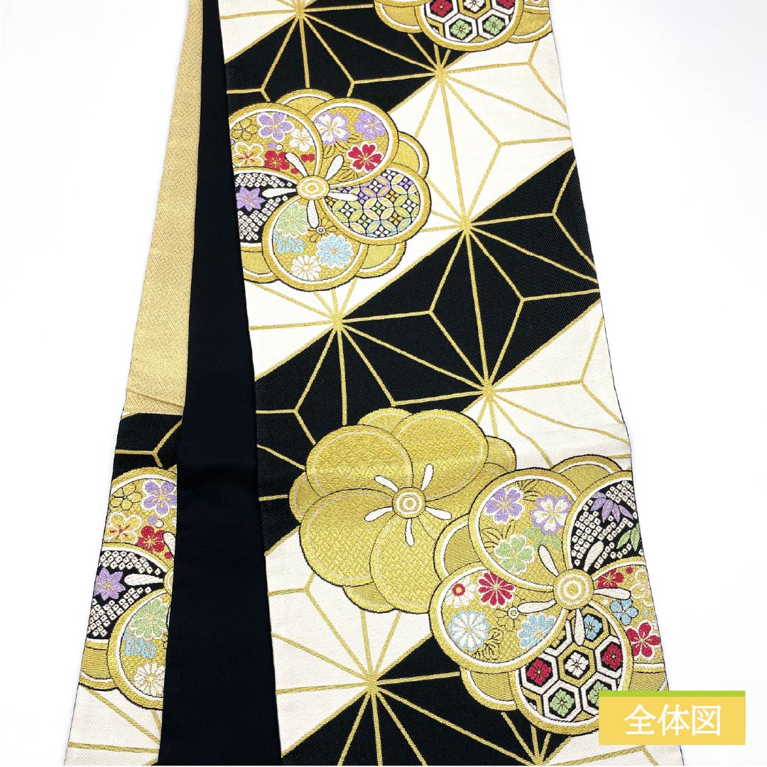 【梅】正絹　袋帯　振袖用　全通　帯　古典名作集　鳳凰　渋みの黒金　くすみカラー 梅】正絹 袋帯 振袖用 全通 帯 古典名作集 鳳凰 渋みの黒金