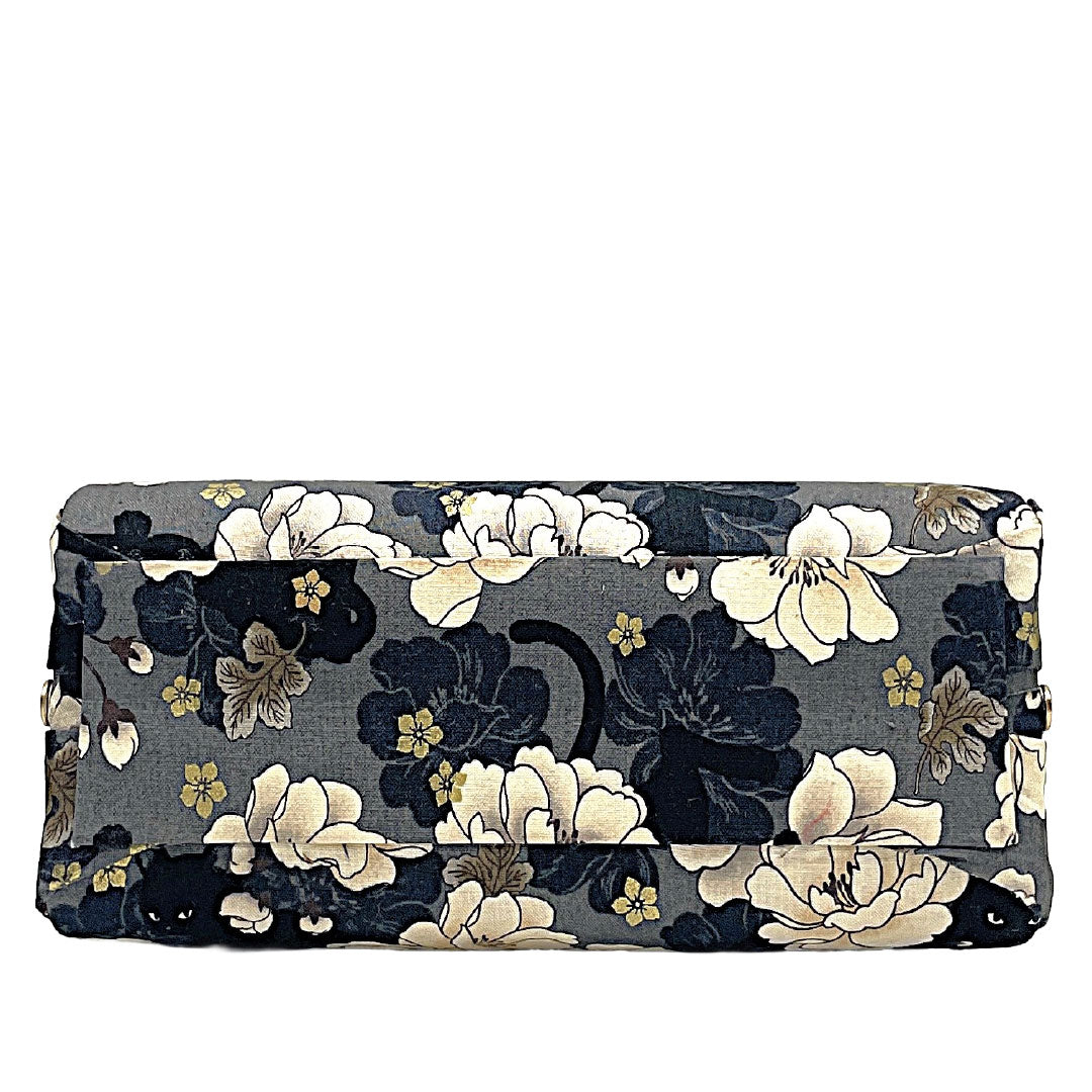 【モダンシック和装用バッグ ‼️】花柄 チェック グレー系 G-3042】利休バッグ 象牙色 花菱襷文 - 銀座きもの青木｜長く大切に着