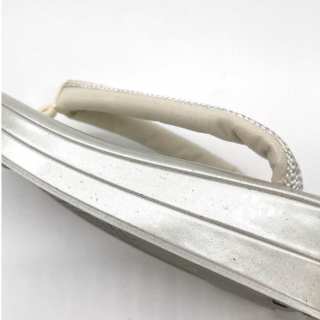 (New old stock) Sandals, synthetic leather, braided obi, double core, formal, length 23.5cm, M size, silver, NEW rank, 1122001191222