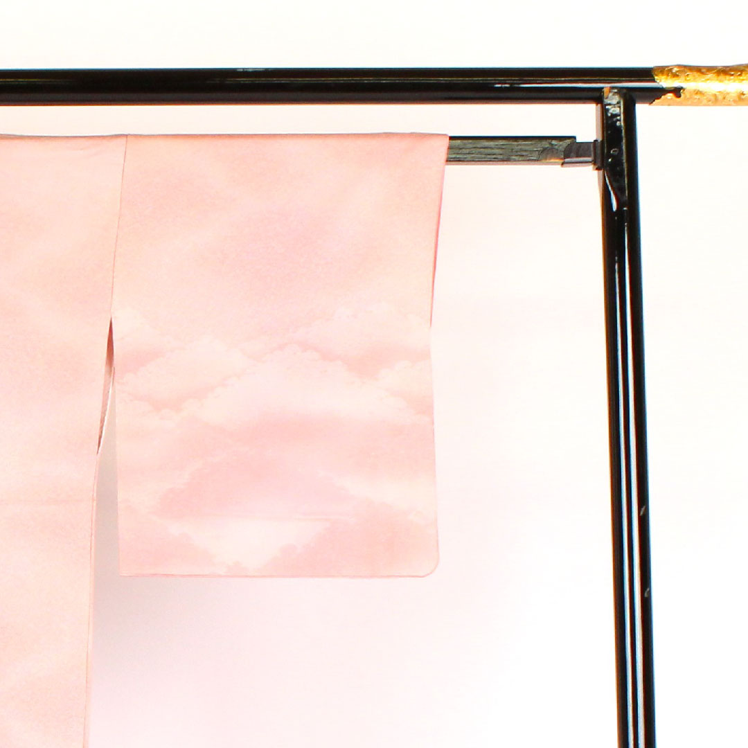 Plain color, landscape painting, length 158cm, sleeve length 65cm, lined, pure silk, A rank, pink, 1114000023113