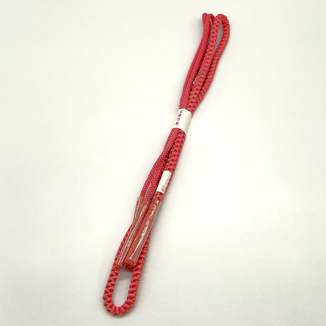 （新古品） 帯締め・帯揚げセット 正絹 NEWランク 梅重色（うめかさねいろ） 八丈色（はちじょういろ） 絞り 振袖用 長さ約170cm 幅約1cm セミフォーマル 赤系 1141000501412