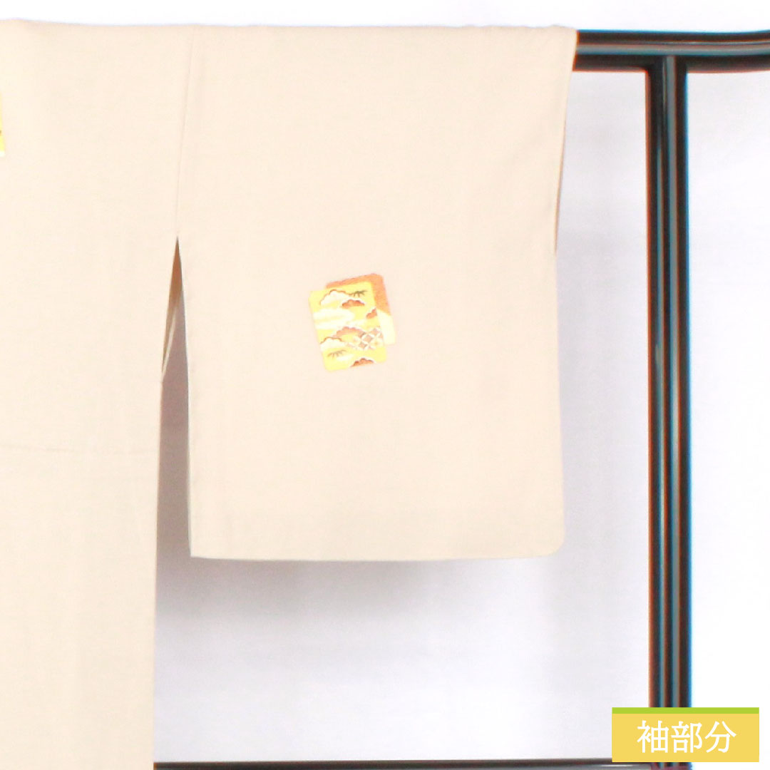 訪問着 正絹 袷 身丈167.5cm 裄丈66.5cm 生成り色（きなりいろ） 京友禅 吉祥文様 付下げ Aランク グレー系 1112005703522