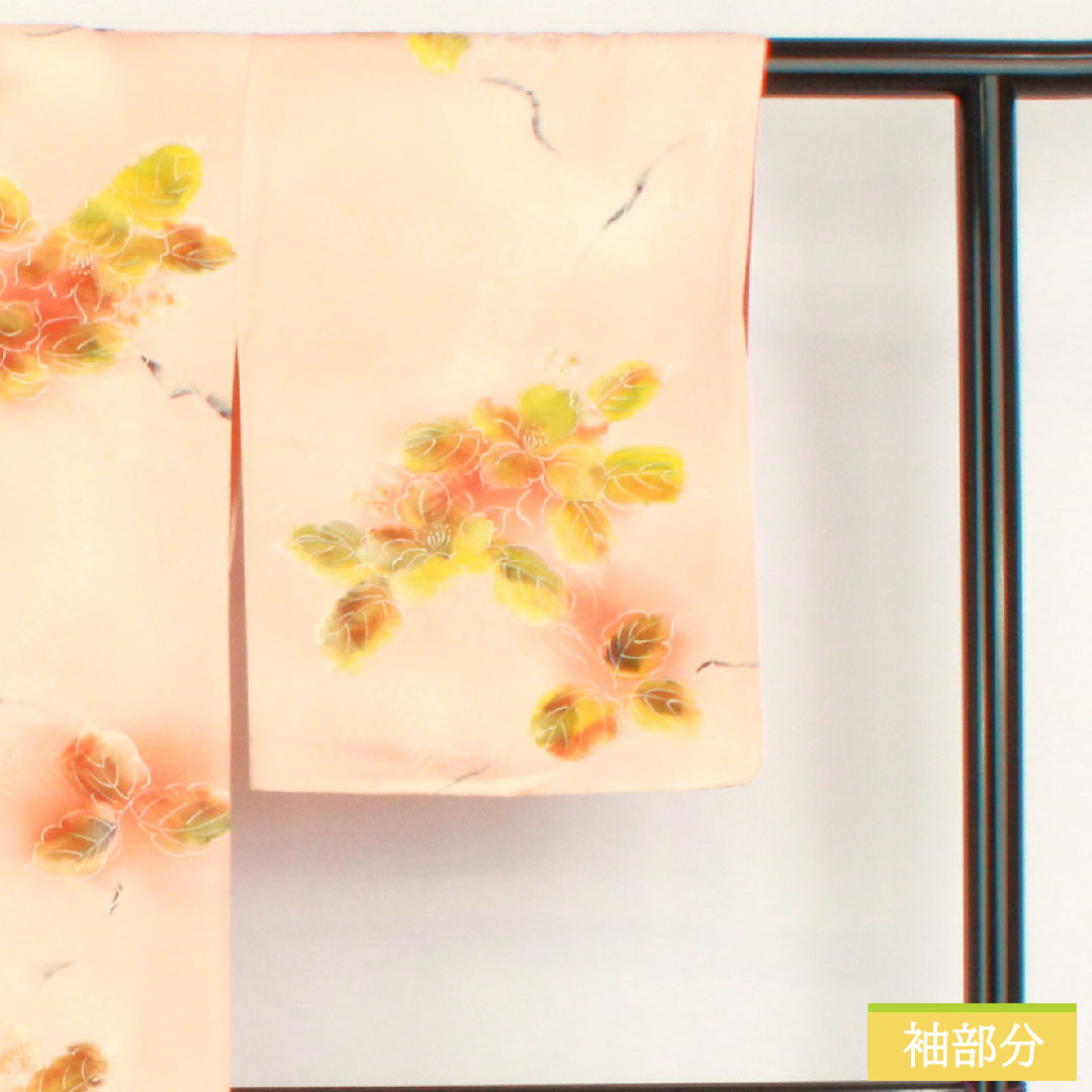 小紋 正絹 身丈157.5cm 裄丈62.5cm 袷 濡れ描き友禅 抽象花 しつけ糸付き Aランク ピンク系 1115004873313