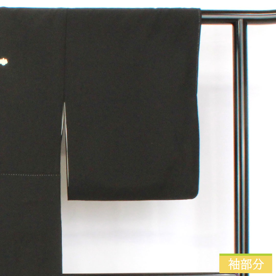 Black formal kimono, pure silk, length 165cm, sleeve length 66cm, lined, Kyoto yuzen, period figure and landscape pattern, artist's work, five crests, five-three paulownia, A rank, black, 1111001633510