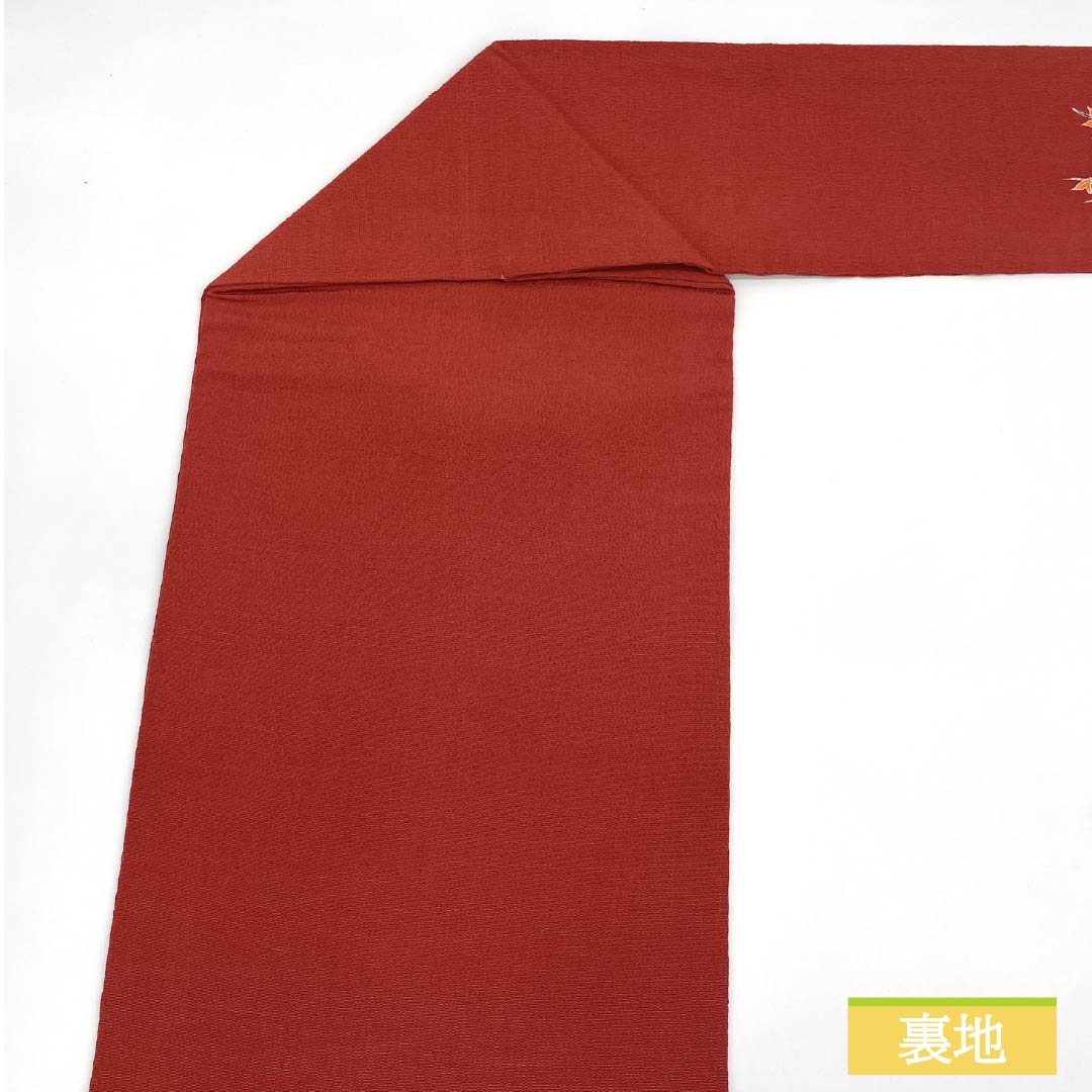 Nagoya obi, crimson silk (momiiro), crepe fabric, dyed obi, child, obi length 363cm, pure silk, S rank, point pattern, casual, vermilion, 1124007542316, Nagoya style
