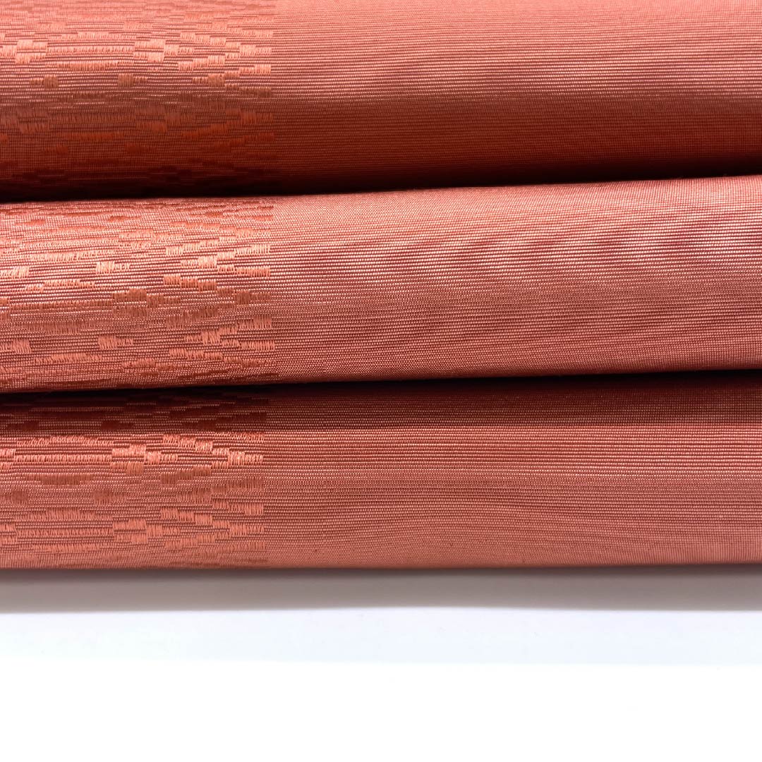 半幅帯 正絹 海老赤色（えびあかいろ） 抽象模様 帯丈372cm 橙系 Sランク 1125001642326