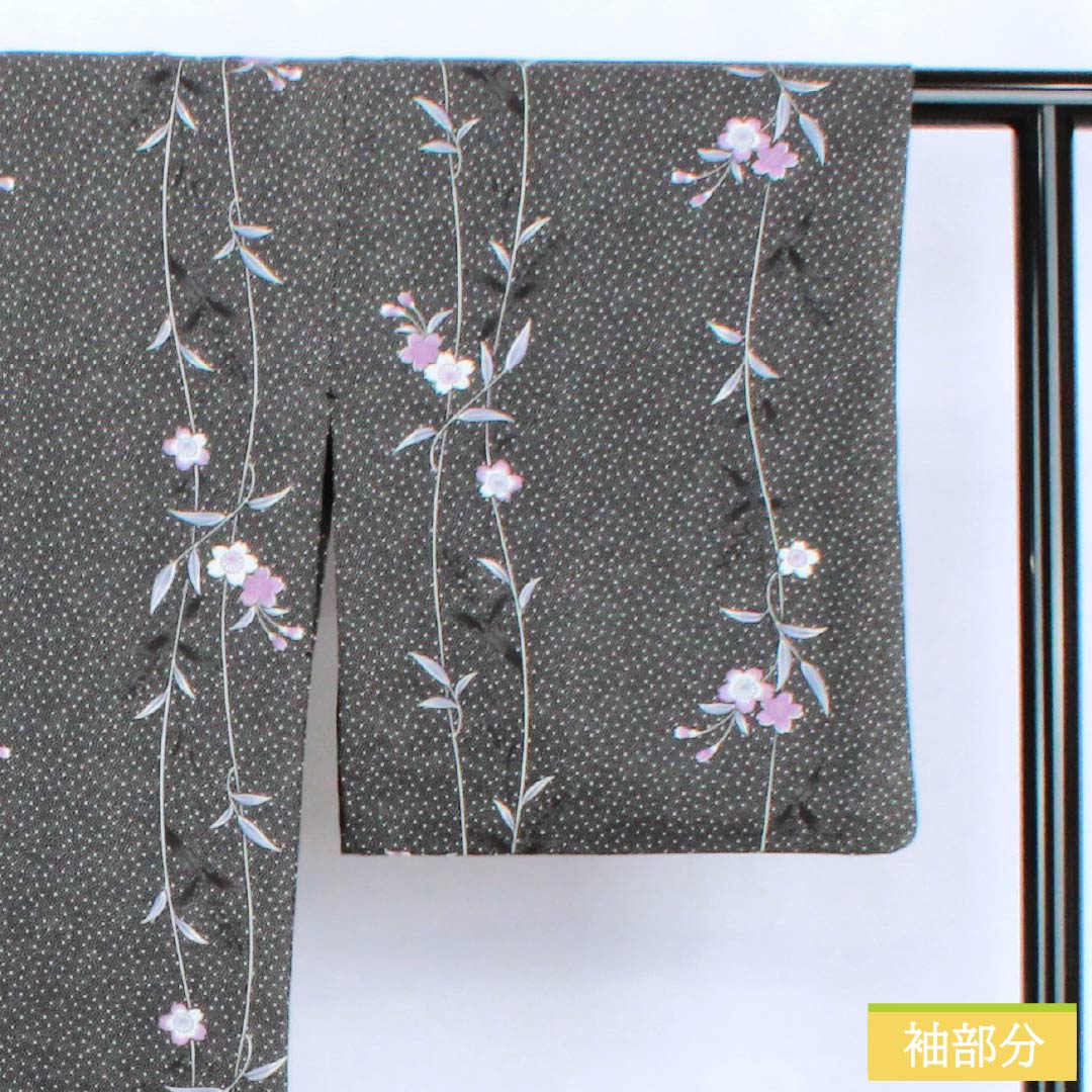 Komon Polyester Rank S Length 168cm Sleeve-to-sleeve 68.5cm Unlined Katagami Sakura Polka Dots Washable Kimono Black 1115008002510