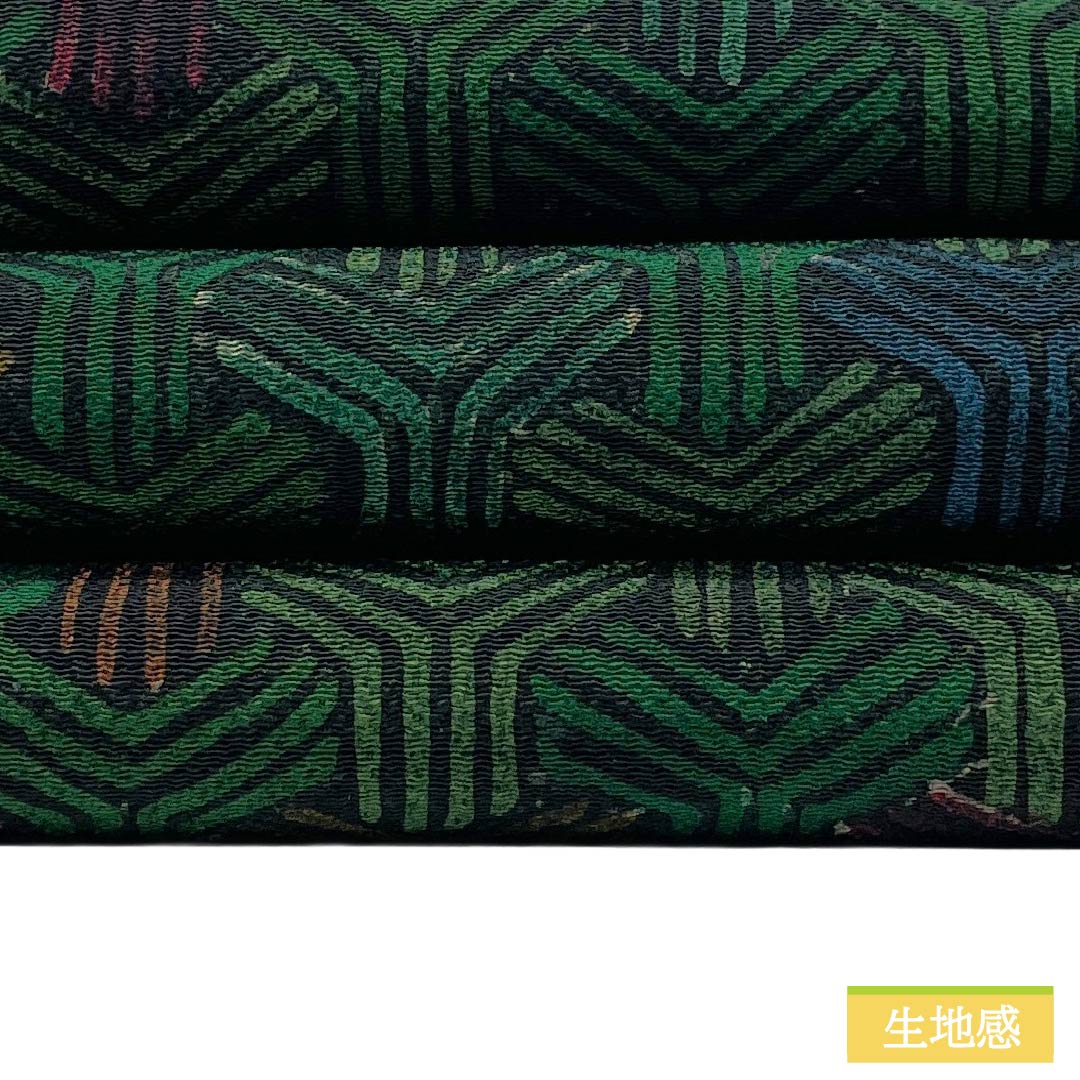 半幅帯 正絹 Sランク 毘沙門亀甲 リバーシブル 帯丈352cm 緑系 1125003972319