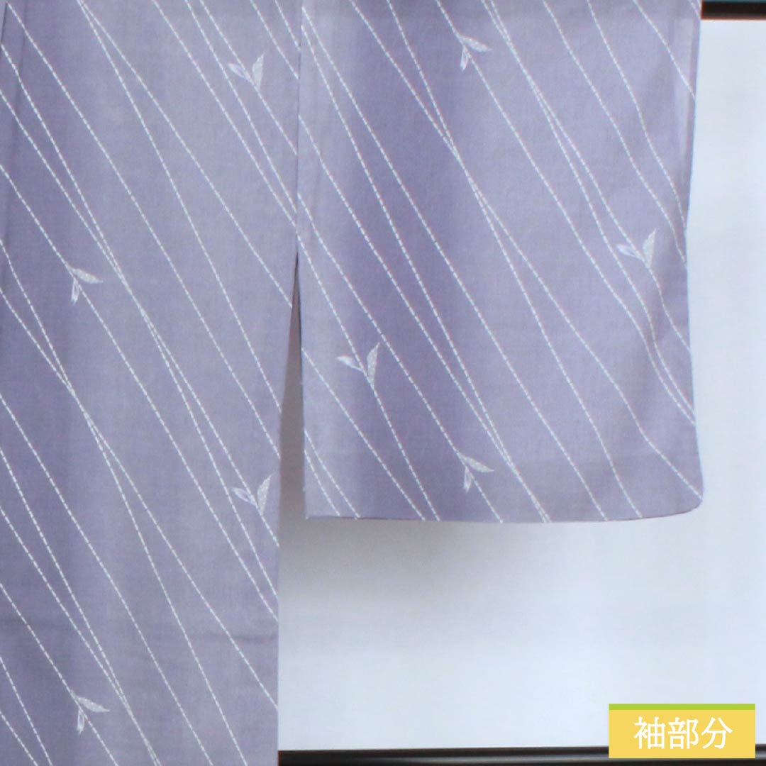 夏物 ポリエステル 小紋 身丈171.5cm 裄丈67cm 相思鼠色（そうしねずいろ） 抽象模様 洗える着物 紗 Sランク グレー系 1132002572622