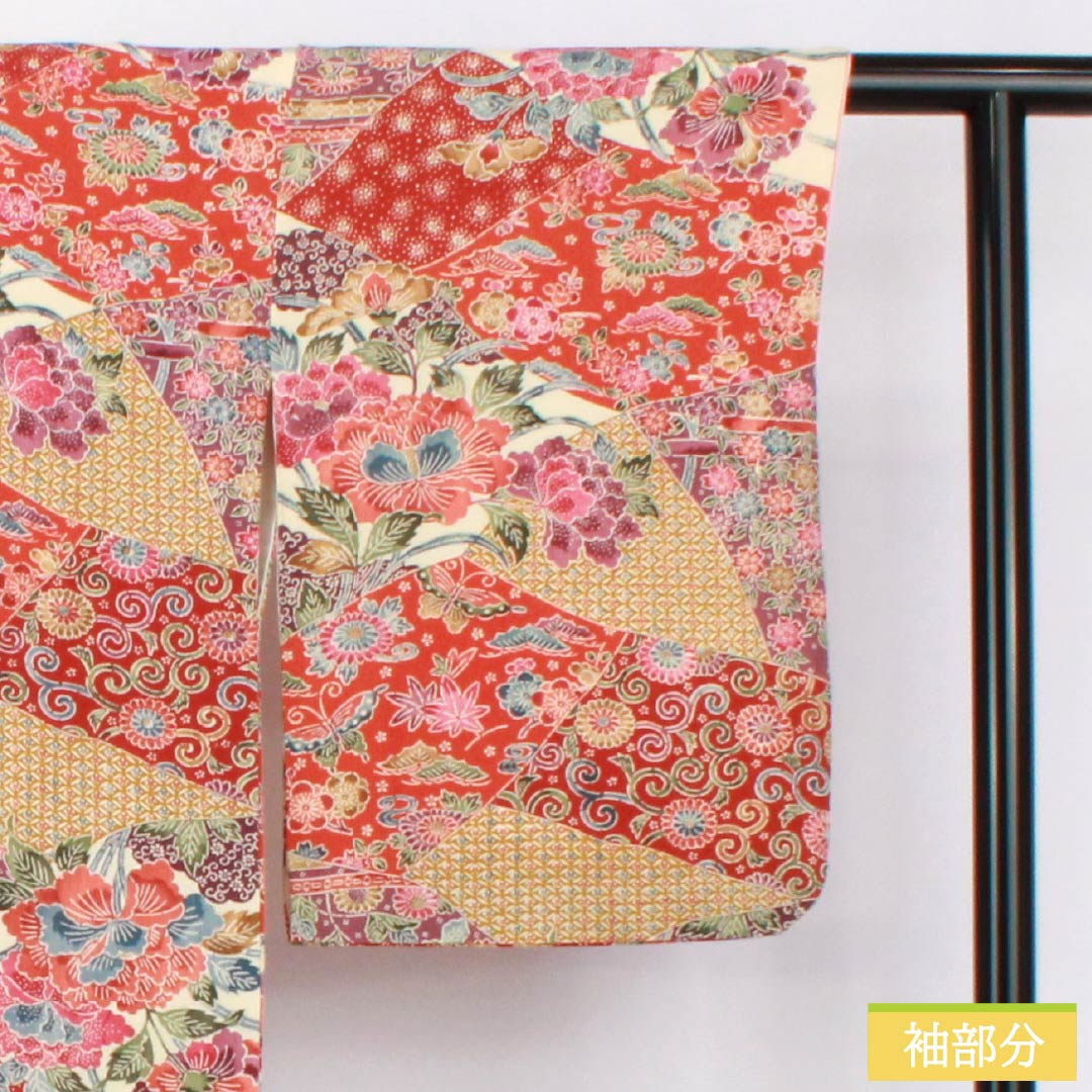 小紋 正絹 Sランク 身丈163cm 裄丈67cm 袷 京紅型 割付文様 紅型調 草花  グラデーション系 1115007342499
