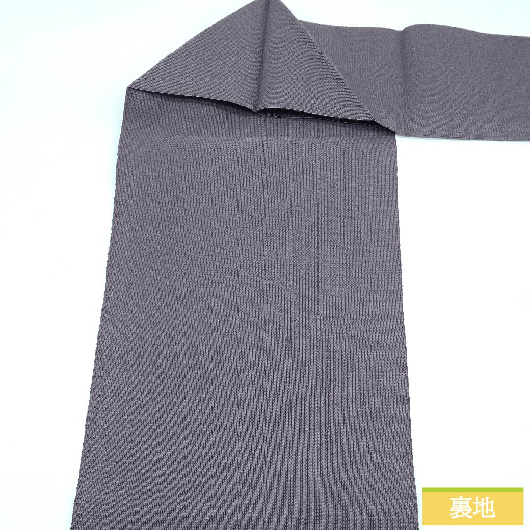 名古屋帯 爪搔き綴れ 井筒屋瀬平 深滅紫色 鱗 帯丈396cm 正絹 Sランク ポイント柄 カジュアル グレー系 1124005822322  松葉仕立て