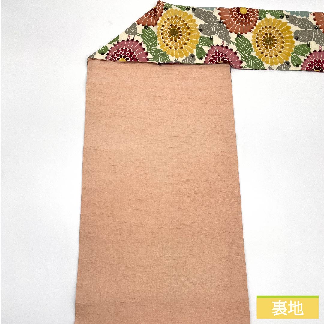 名古屋帯 正絹 生成り色（きなりいろ） 花柄 菊 帯丈348cm Aランク 六通 カジュアル 白系 1124006373311 名古屋仕立て