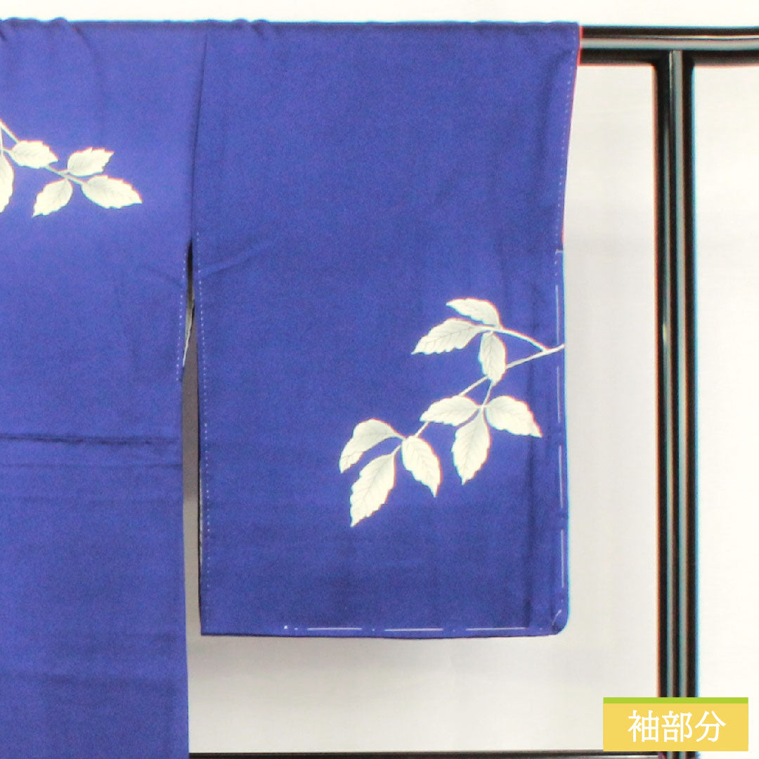 訪問着 正絹 袷 身丈163.5cm 裄丈65.5cm 瑠璃色（るりいろ） 京友禅 菊 しつけ糸付き Aランク 紺系 1112005283418