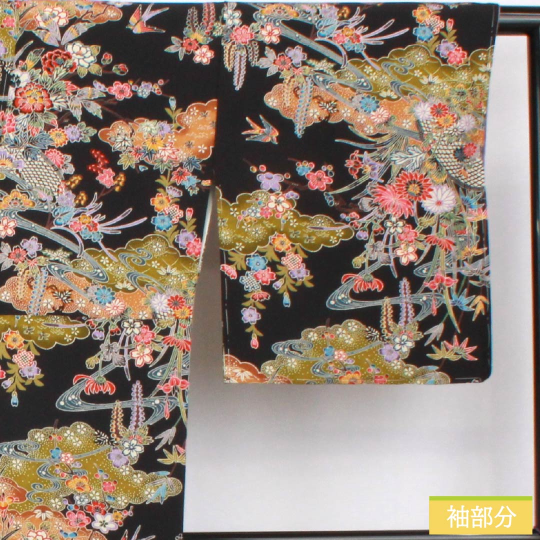 小紋 正絹 身丈169cm 裄丈68cm 袷 琉球紅型 手挿調小紋 西村英明 伝統工芸士 しつけ糸付き Sランク 黒系 1115005962510