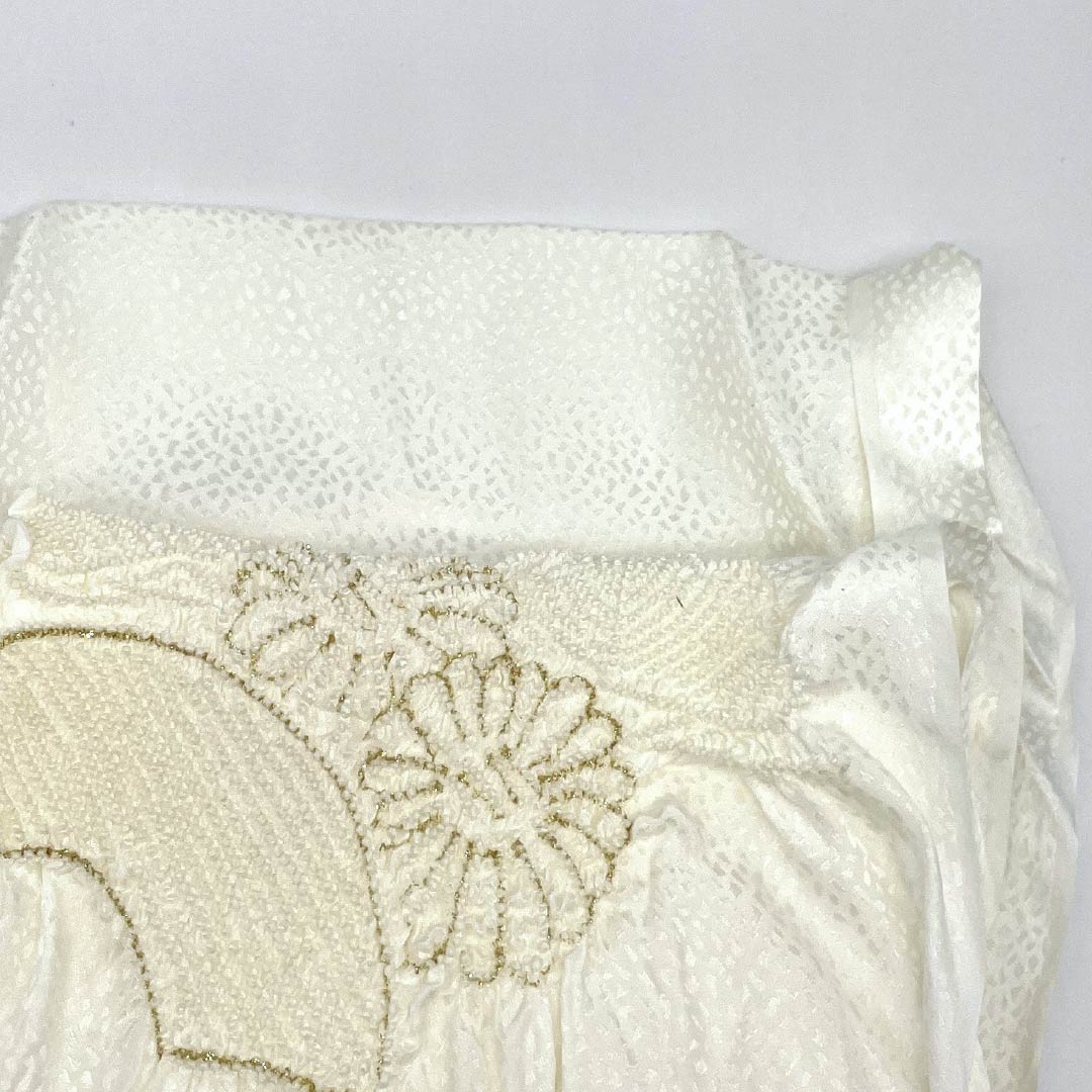 （新古品） 帯締め・帯揚げセット 正絹 Sランク 扇付き 留袖用 絞り中抜き 長さ約154cm 幅約1.5cm 留袖用 白系 1141000132311