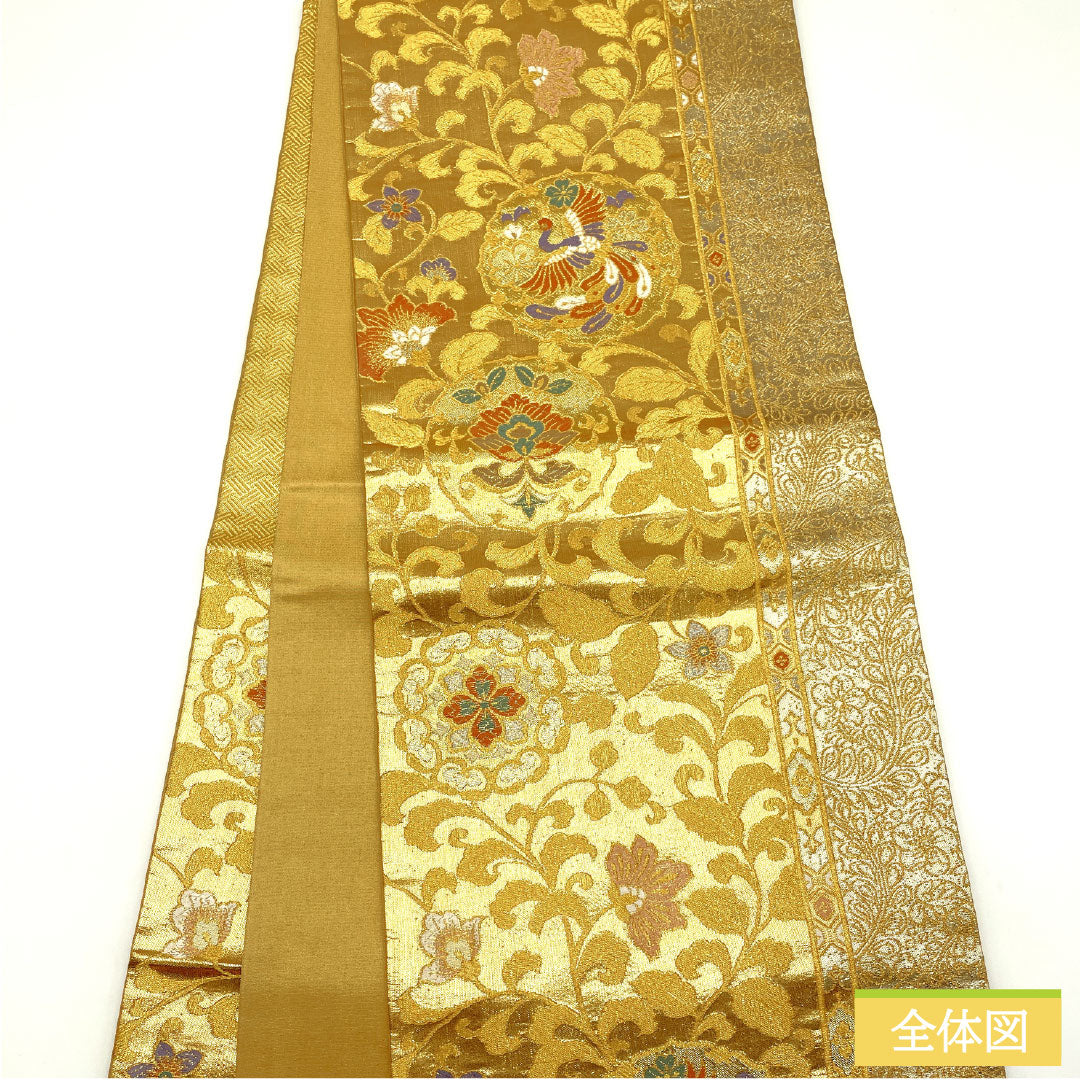 リサイクル着物】袋帯 正絹 Aランク 慶長柄 西陣織 帯丈422cm 六通