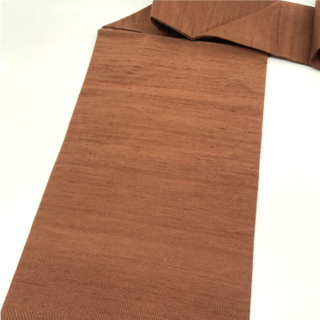 名古屋帯 相良刺繍 抽象華模様 帯丈357cm 正絹 Sランク ポイント柄 カジュアル 茶系 1124001412314  名古屋仕立て