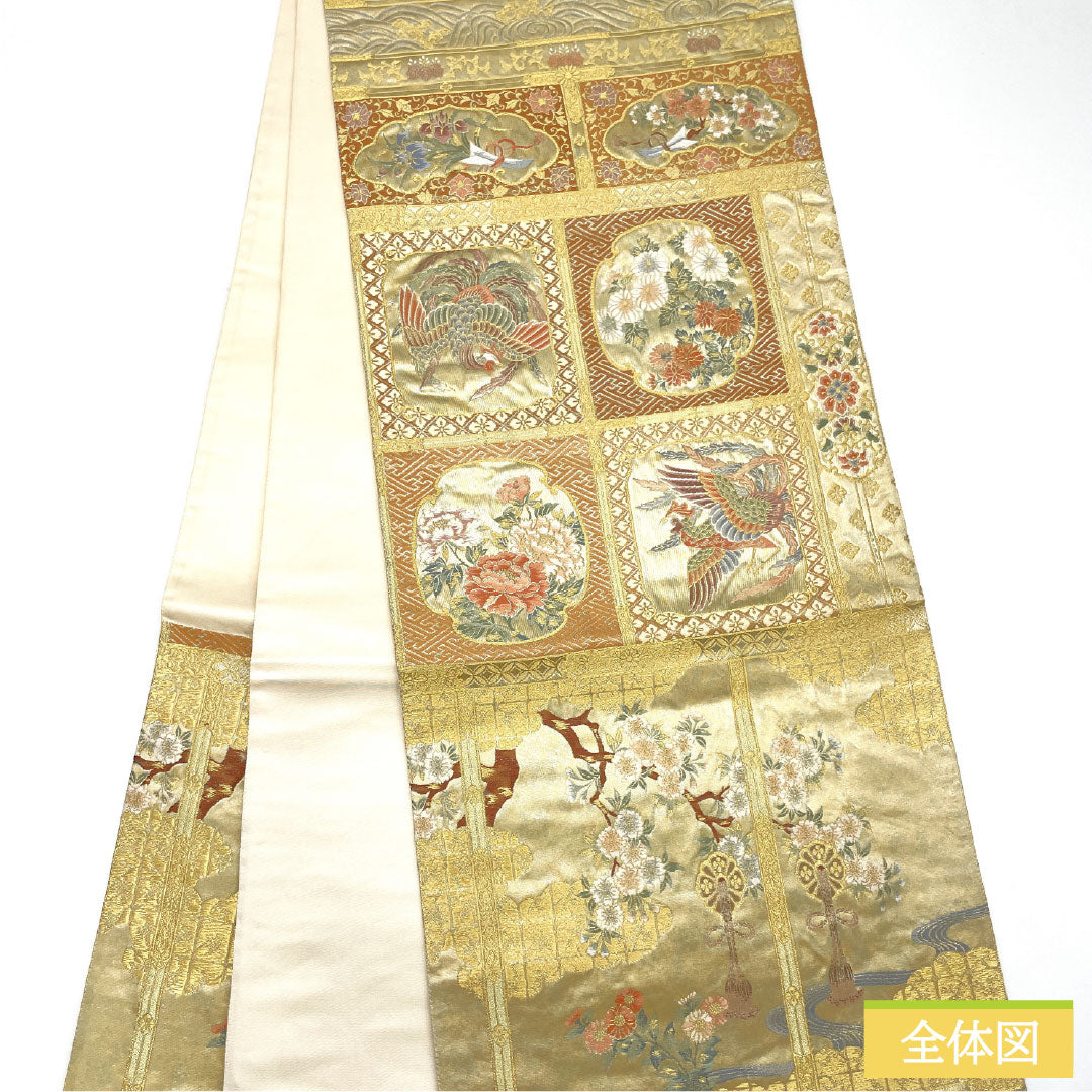 袋帯 正絹 Aランク 二条城二の丸御殿 西陣織 留袖用   帯丈428cm 六通 フォーマル 金系 1123017173321