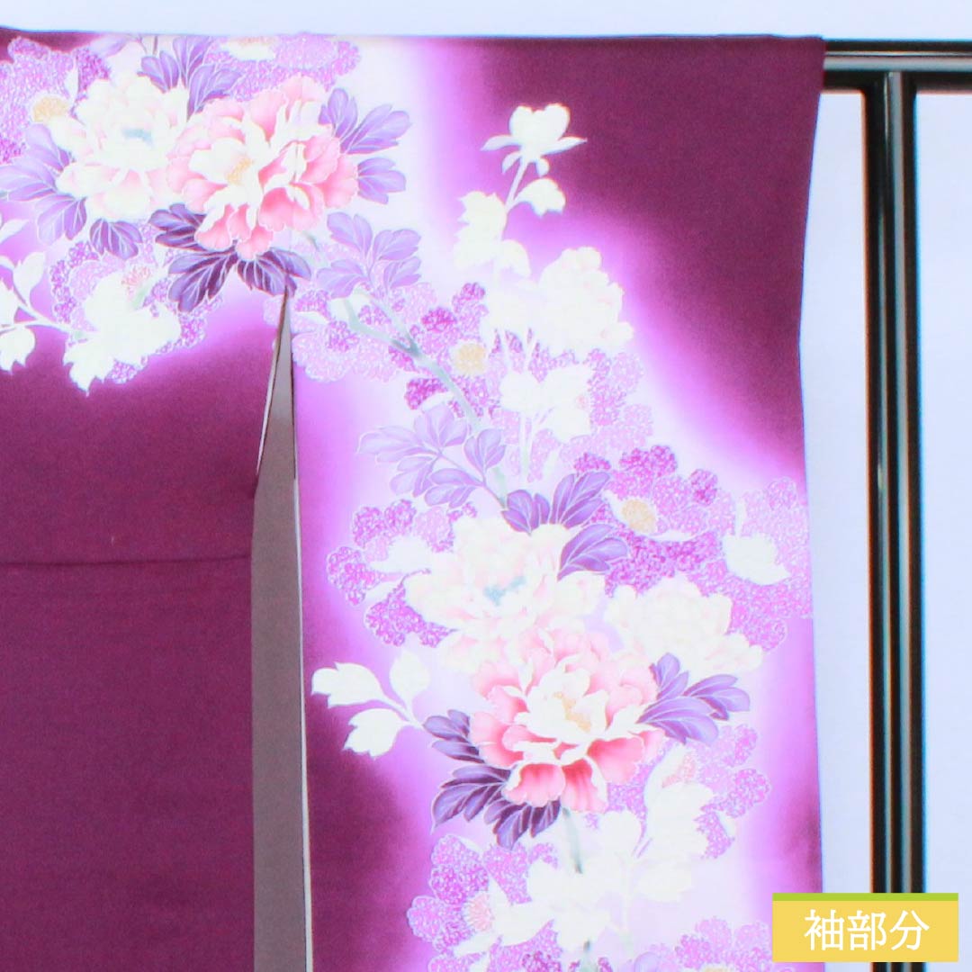 振袖 正絹 Aランク 身丈169cm 裄丈69cm 袷 似紫色（にせむらさきいろ） 京友禅 草花 紫系 1113002153520