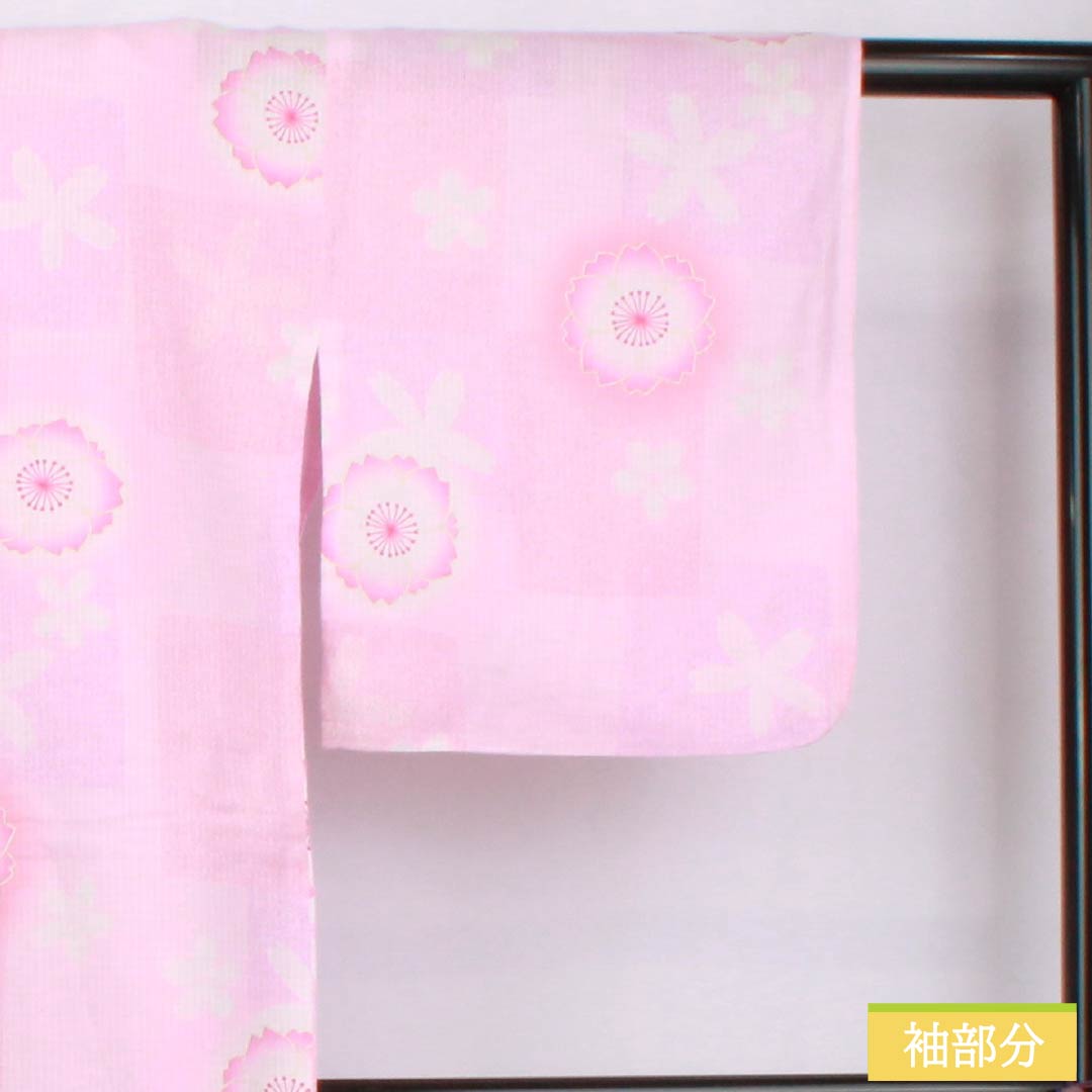 浴衣 木綿 身丈159cm 裄丈65.5cm Bランク 単衣 ピンク系 唐棣色（にわうめいろ） 八重桜 1118006074313