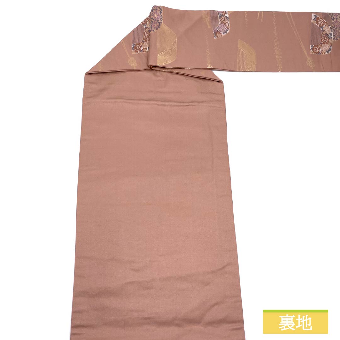 名古屋帯 正絹 Aランク 似桃色（にせももいろ） 櫛 かんざし 帯丈348cm 六通 セミフォーマル ピンク系 1124010693313 名古屋仕立て