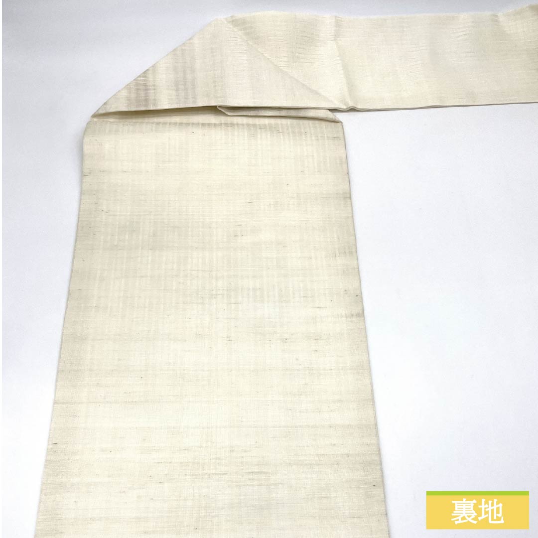 名古屋帯 正絹 胡粉色（ごふんいろ） すくい織 色紙 桔梗 夏帯 帯丈369cm Sランク ポイント柄 セミフォーマル 白系 1124006812311 名古屋仕立て