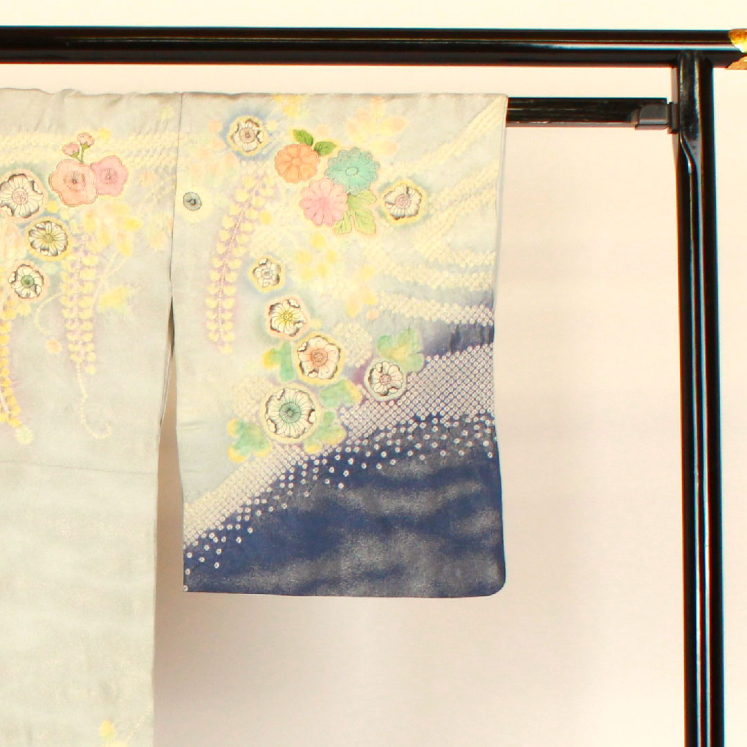 訪問着 袷 身丈159cm 裄丈66cm 辻ヶ花 銀通し 作家物 正絹 Sランク グレー系 1112000532322