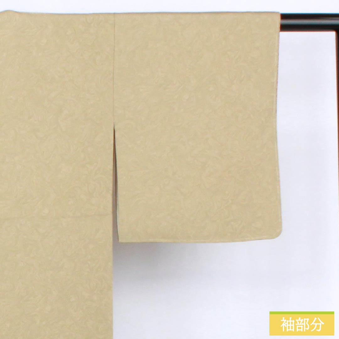 小紋 正絹 身丈150cm 裄丈64.5cm 袷 茅色（かやいろ） 墨流し染 しつけ糸付き Sランク ベージュ系 1115006292125