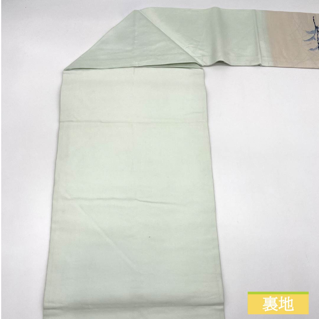 Nagoya obi, Unohanairo (color of Unohana), Karaori, floral pattern, obi length 359cm, pure silk, A rank, point pattern, casual, light blue, 1124007423324, Nagoya tailoring