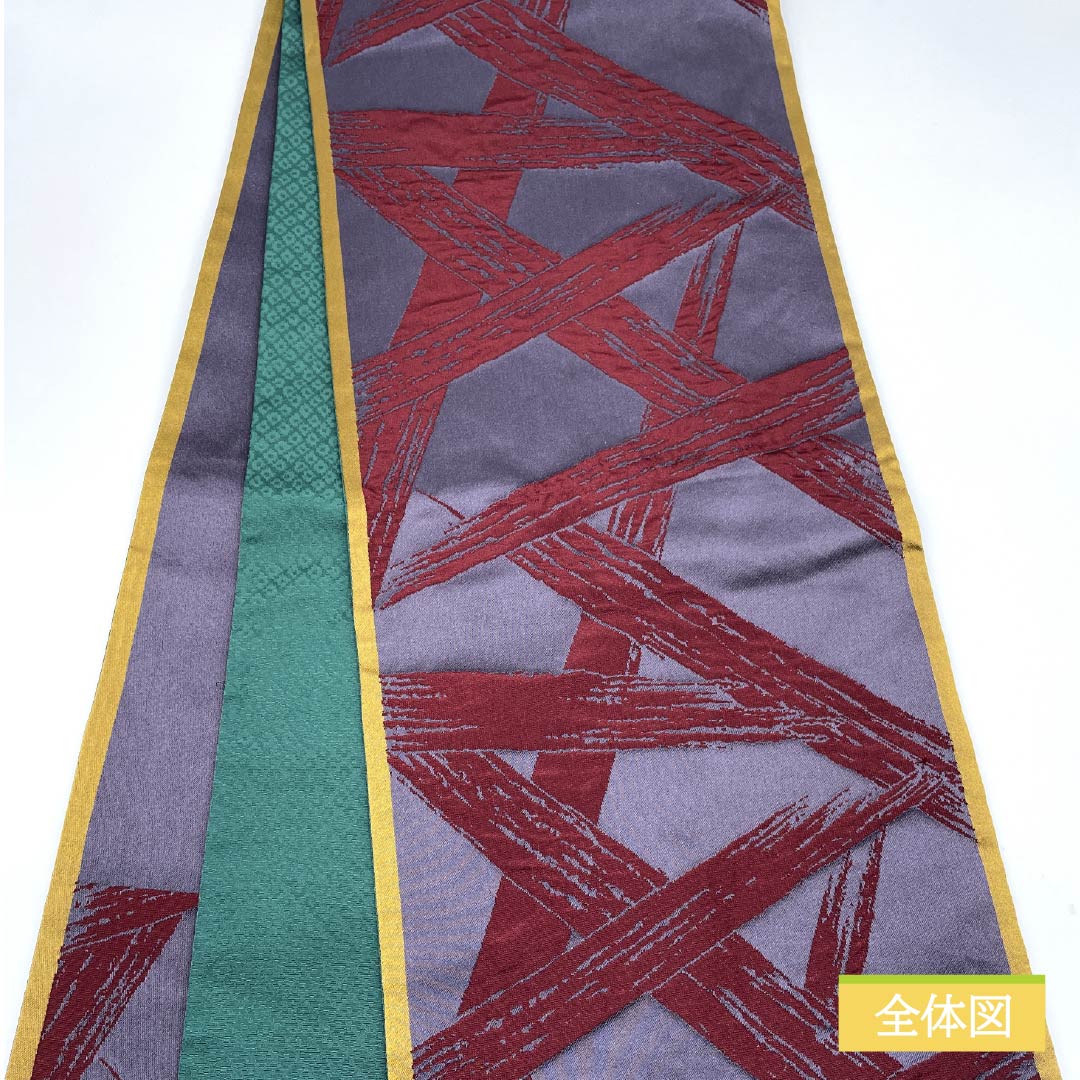 （京袋帯）名古屋帯 深滅紫色（ふかきけしむらさきいろ） 京袋帯 竹 帯丈360cm ポリエステル Sランク 六通 カジュアル 紫系 1124006962320 開き仕立て