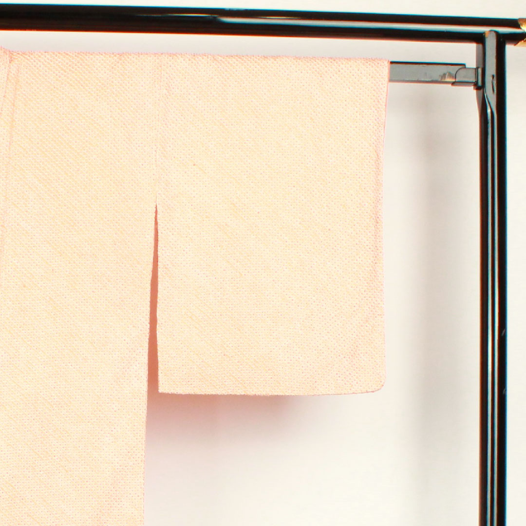 小紋 身丈157cm 裄丈62cm 袷  深支子色 総絞り しつけ糸あり  正絹 Sランク 朱系 1115002242316