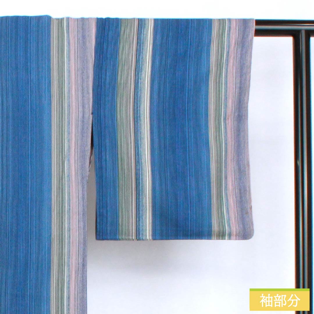 Kimono, Polyester, Rank A, Length 164cm, Sleeve-to-sleeve 64.5cm, Unlined, Light Ultramarine, Stenciled Stripes, Washable Kimono, Blue-toned, 1115007903417
