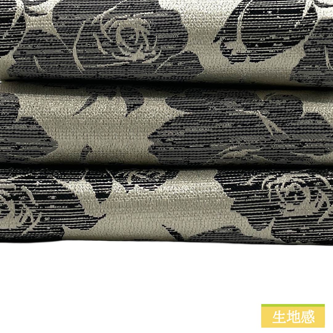 半幅帯 ポリエステル Aランク 黒色（くろいろ） 蘇芳色（すおういろ） 薔薇 縞 リバーシブル 帯丈394cm グレー系 1125005513322