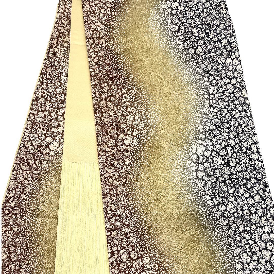 袋帯 グラデーション 石畳模様 染め帯 帯丈486cm 正絹 Sランク 全通 セミフォーマル グラデーション系 1123008122499