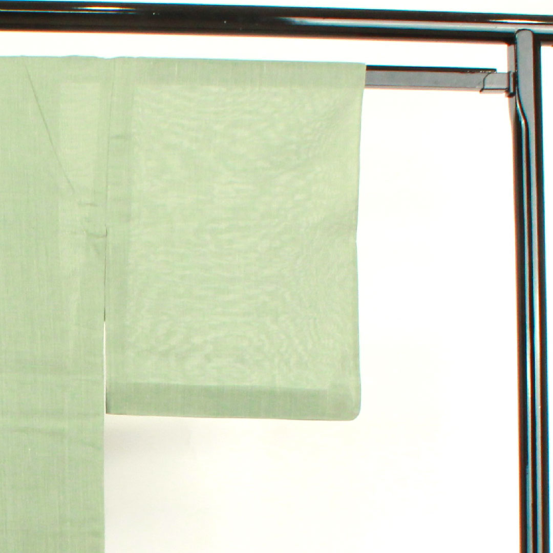 夏物 正絹 色無地 身丈156cm 裄丈63cm 灰緑色（はいみどりいろ） 紬地 紗 Sランク 緑系 1132000562319