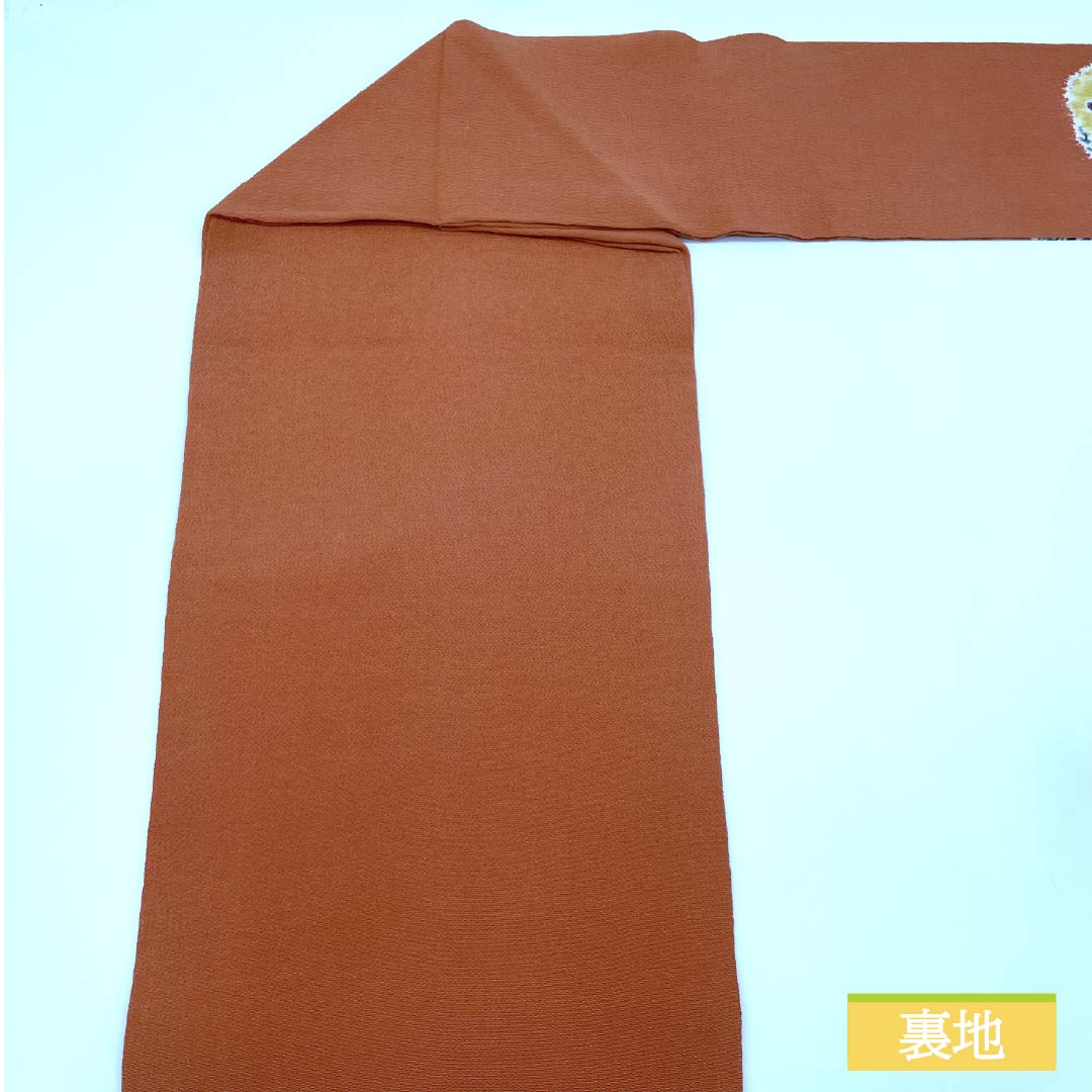 名古屋帯 珊瑚色（さんごいろ） ちりめん地 辻ヶ花 帯丈360cm 正絹 Sランク ポイント柄 カジュアル 橙系 1124008292326 名古屋仕立て