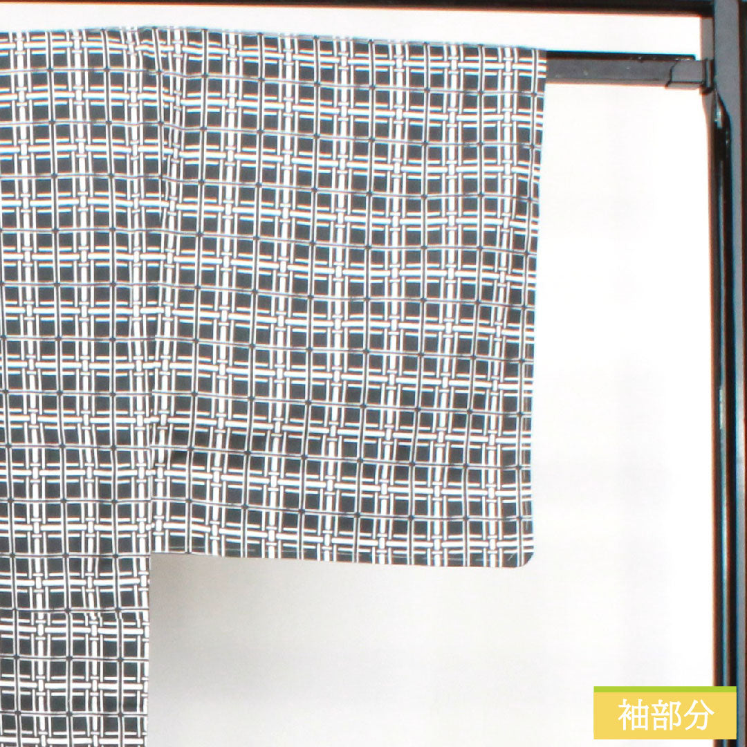 Yukata Cotton Length 148cm Sleeve length 71cm S rank Single layer Gray Ink color (sumiiro) Men's Check pattern 1118005102422